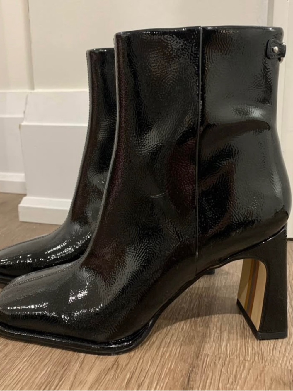 Sam Edelman Anika Black Patent Leather Ankle Booties *NEVER WORN